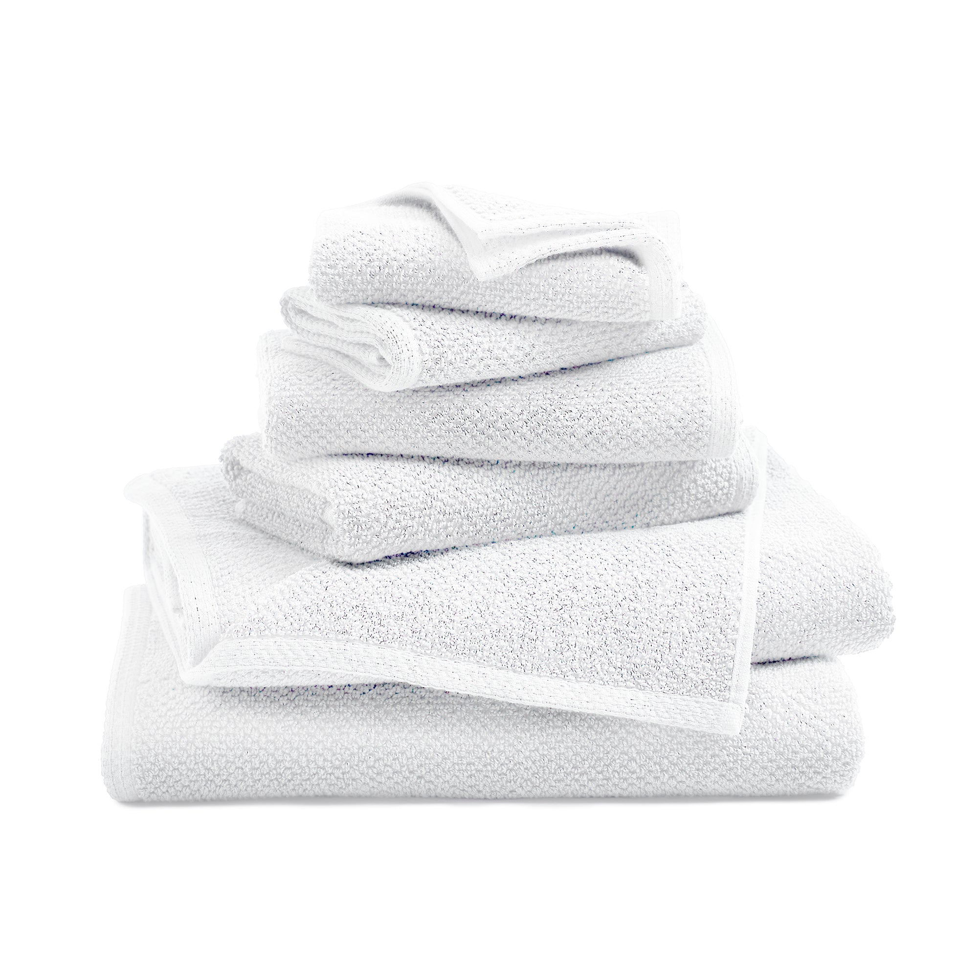 Textured cotton bath towels folded