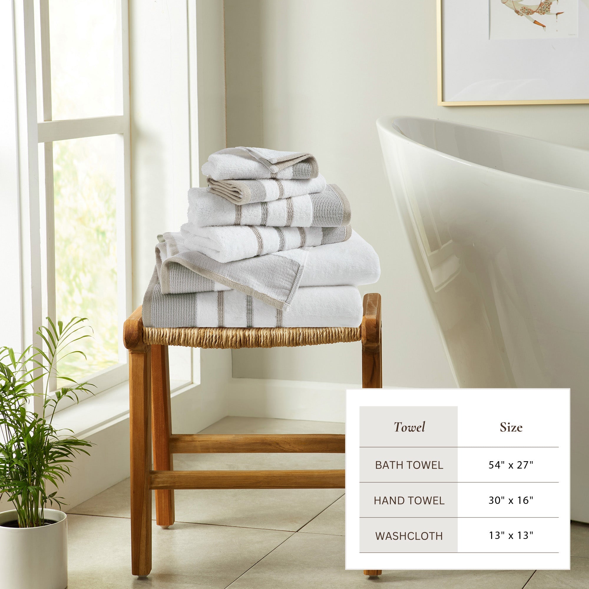 Decorative Cotton Stripe Bath Towel Set - Noelle Collection