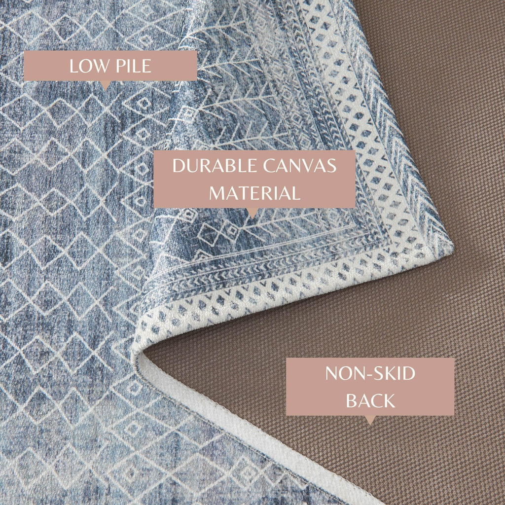 Distressed Moroccan Machine Washable Accent Area Rug 5' x 7' - Neve Collection